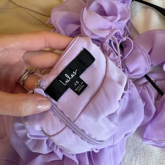 Lulu’s Lilac Ruffled Open-Back Evening Gown - Picture 7 of 9